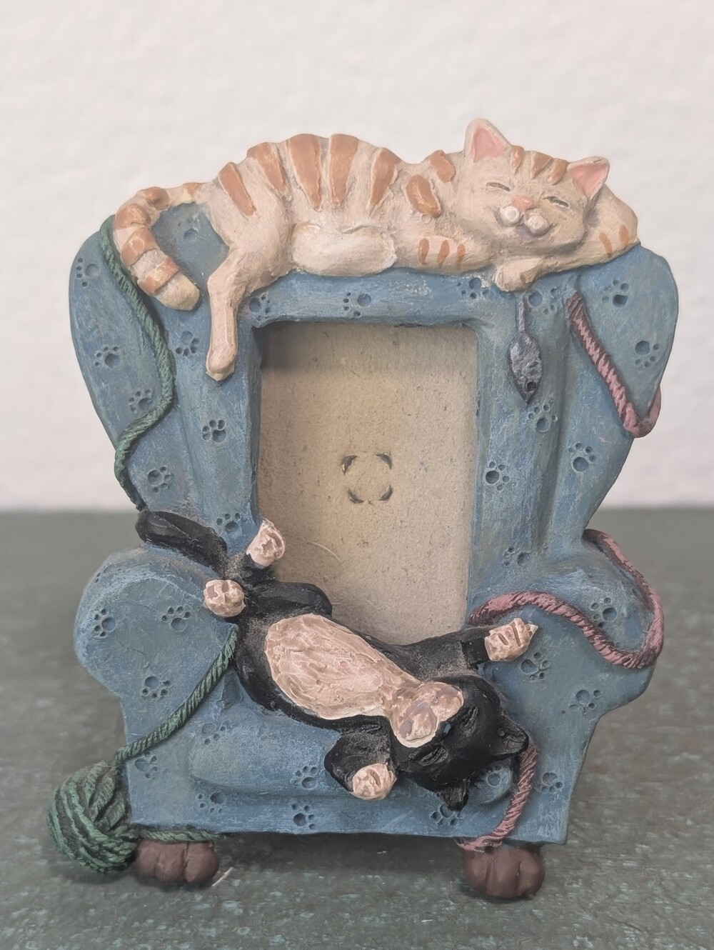 Figi Graphics Cat-Themed Mini Resin Picture Frame "Cat Nap" 3x3.5"